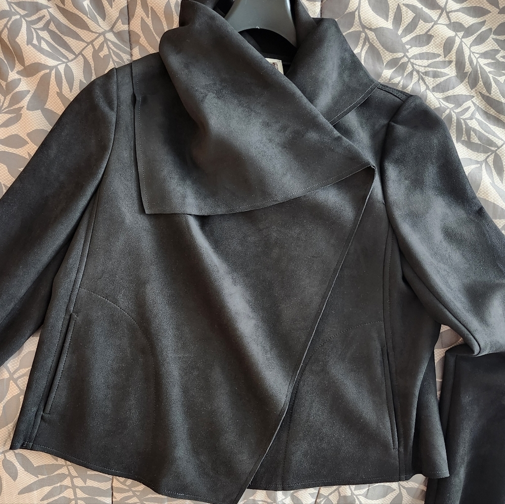 Anne Klein suede look, stretchy medium jacket